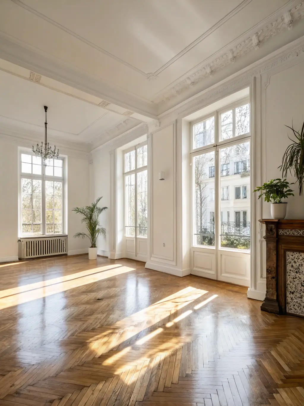 A spotless living room after a move-out cleaning, showcasing the thoroughness and attention to detail of Priscila Sparkle Cleaning's services.