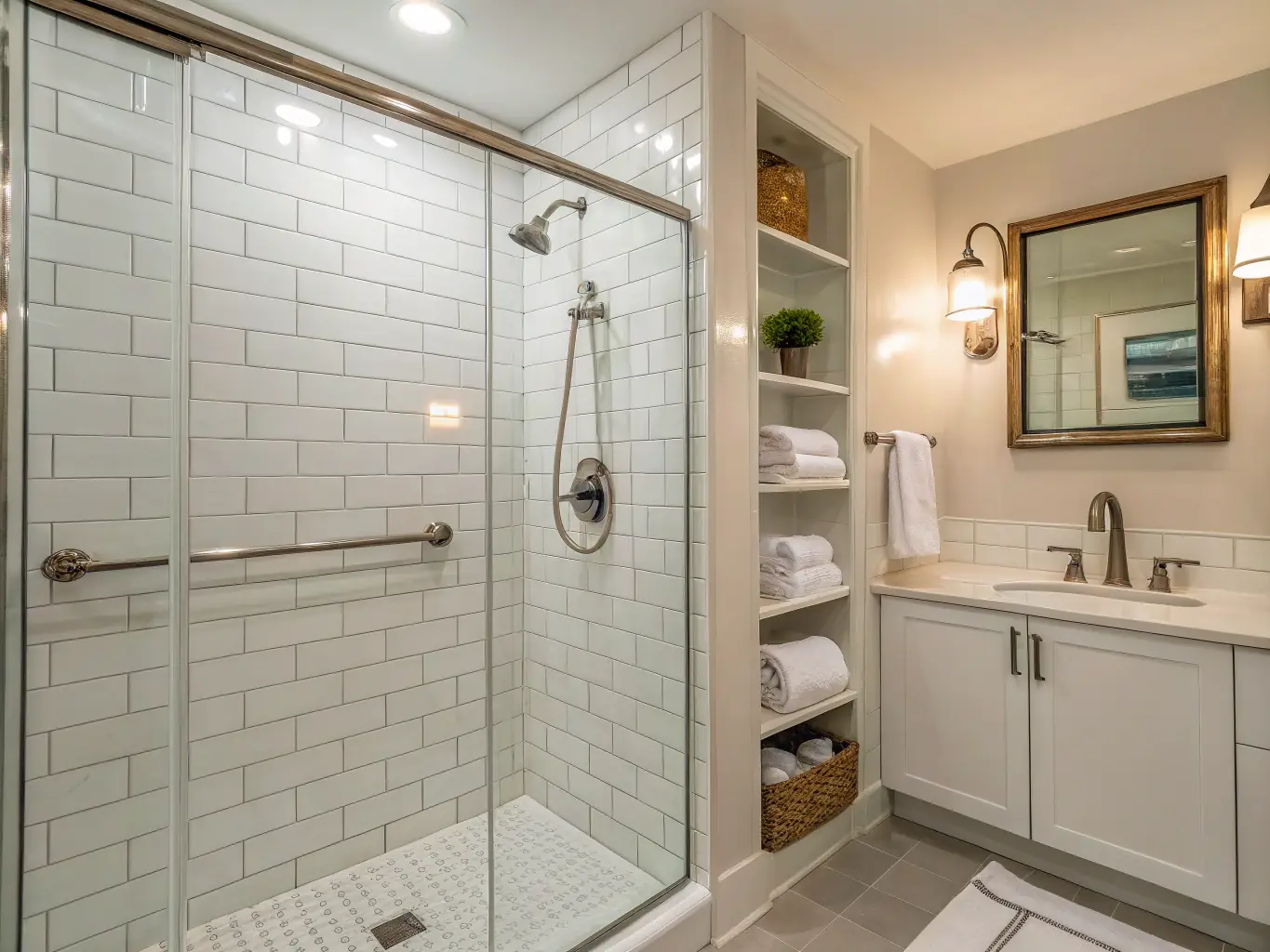 A close-up shot of a sparkling clean bathroom tile after a deep cleaning session, highlighting the attention to detail.