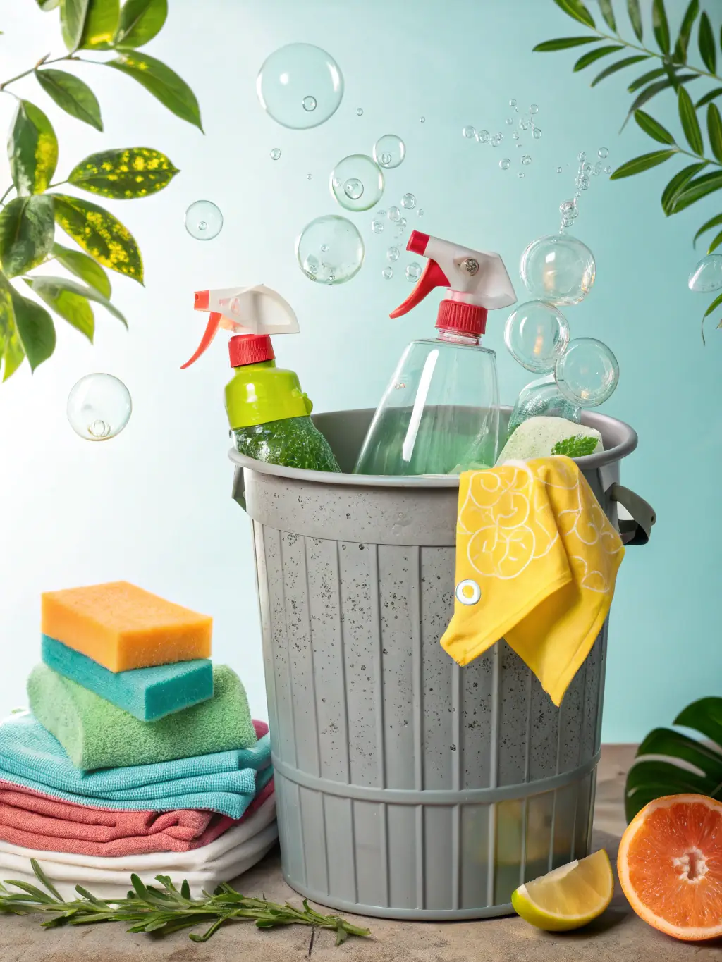 A diverse selection of cleaning products and tools, showcasing the ability to tailor cleaning solutions to different surfaces and preferences.