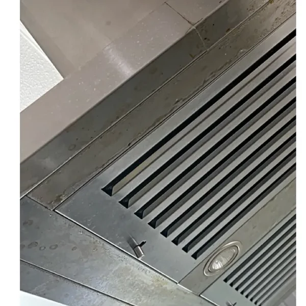 Greasy range hood before cleaning
